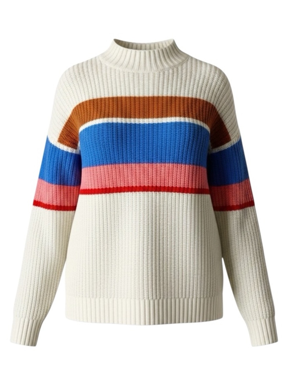 ARIZONA Mock Neck Sweater Striped 3/4 Sleeve Multicolor Medium Academia